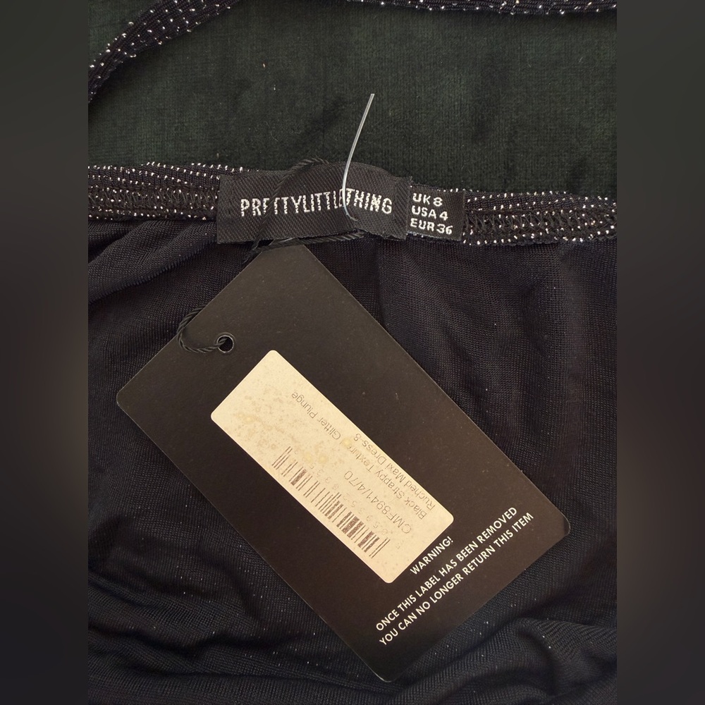 PrettyLittleThing Black Sparkle Ruched Maxi Dress - Picture 4 of 8
